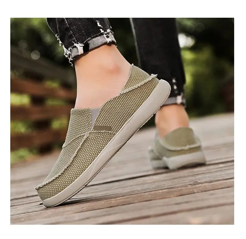 2024 Summer Men Canvas Shoes Espadrilles Breathable Casual Shoes Men Loafers Comfortable Ultralight Lazy Boat Shoes Big Size 47