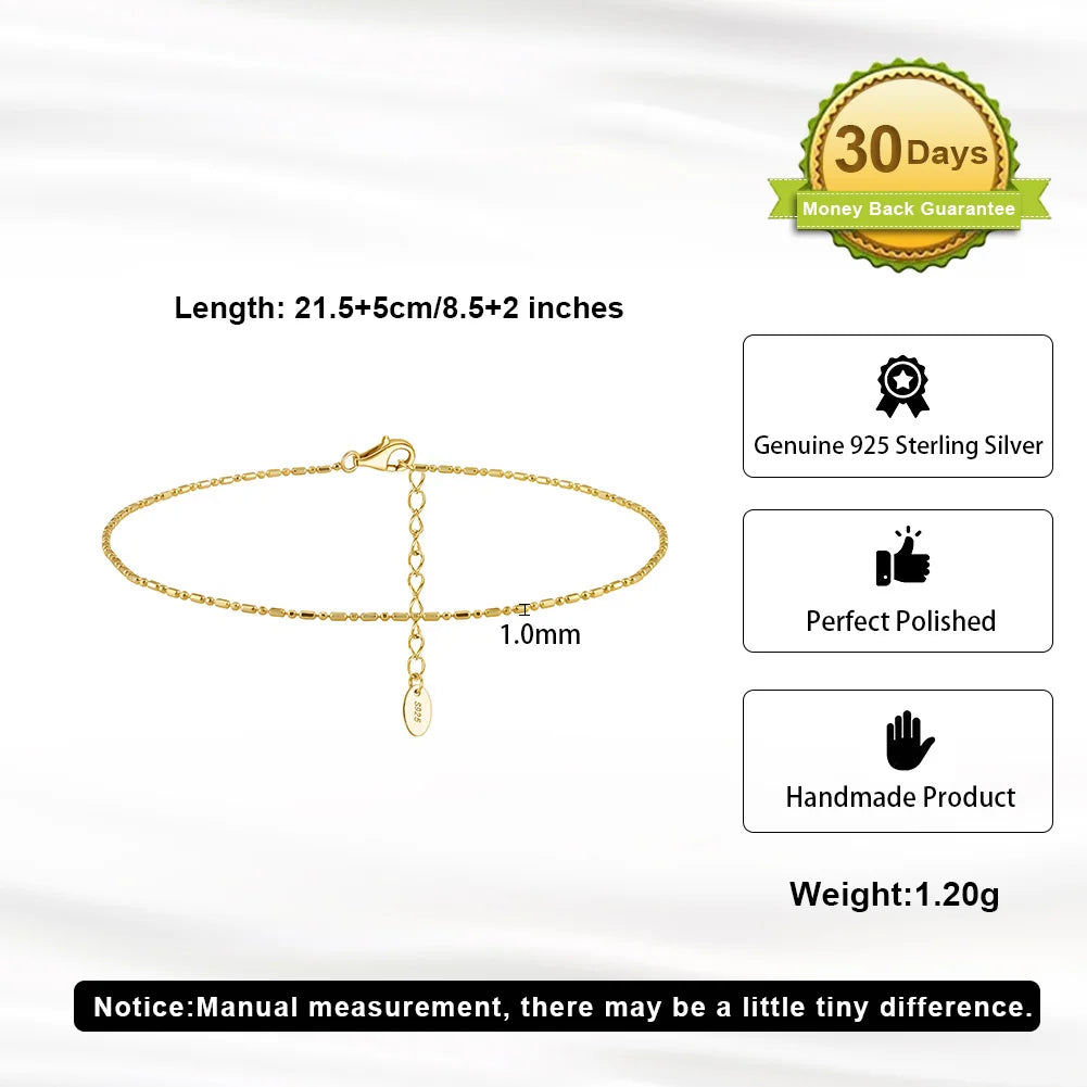 ORSA JEWELS 925 Sterling Silver Mariner Chain Anklets Fashion Women Summer 14K Gold Foot Bracelet Ankle Straps Jewelry SA24