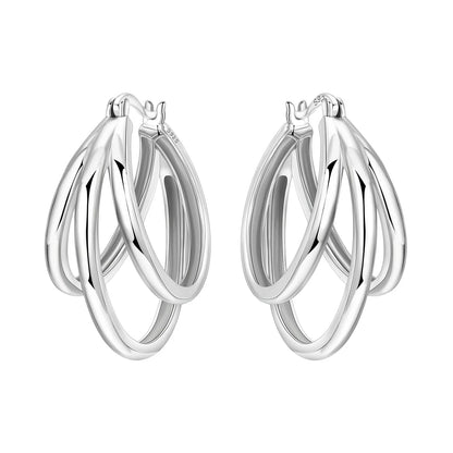 925 Sterling Silver Exquisite Multi-layer Ear Ring Jewelry Versatile Hoop Earrings For Women Jewelry Fine Birthday Party Gift