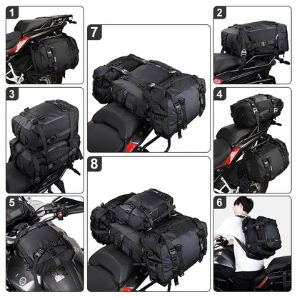 Rhinowalk Motorcycle Back Seat Bag 10/20/30L Waterproof Multifunctional Saddle Side Luggage Bag cycling backpack Universal