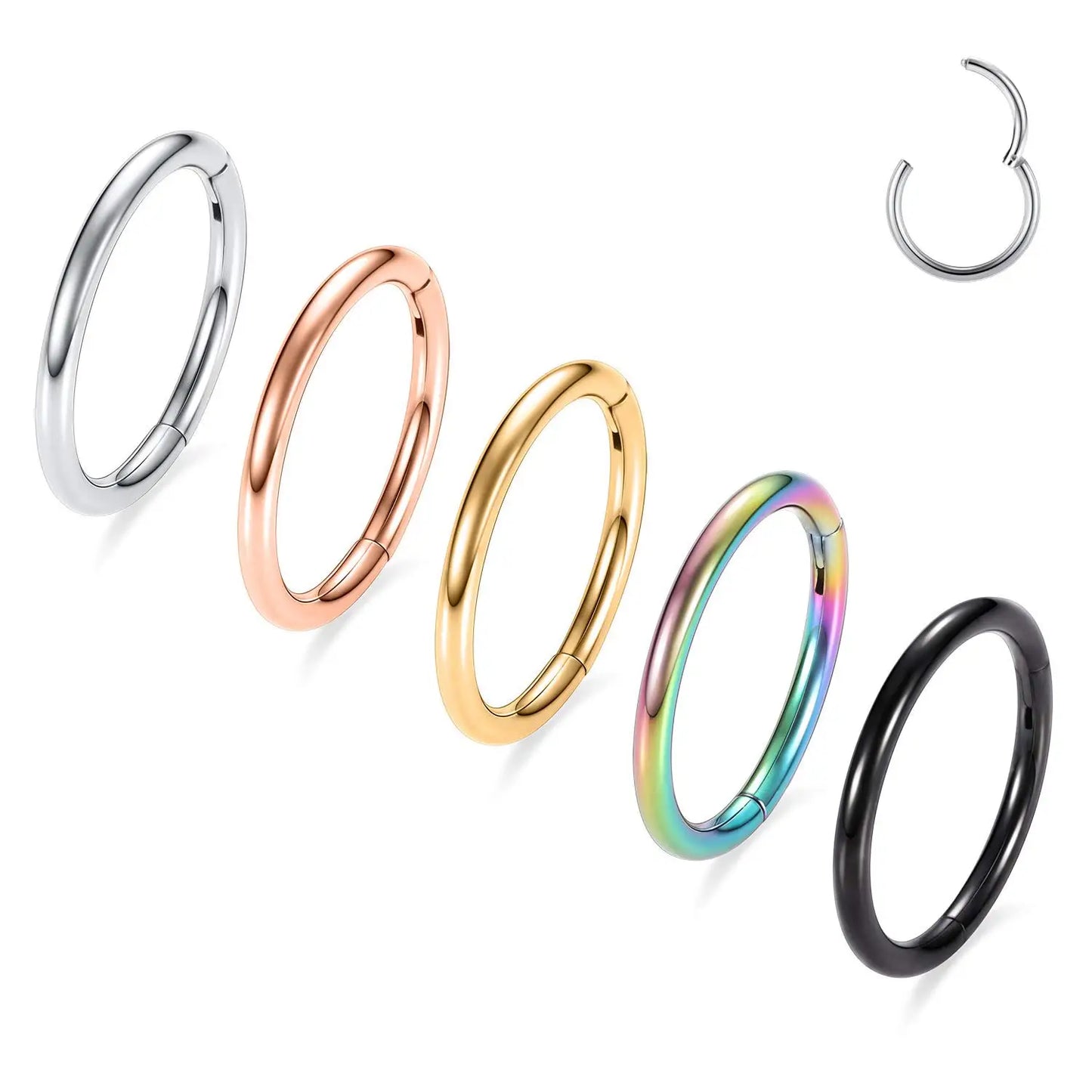 Hinged Nose Ring Hoop Septum Hoop  Ring Tragus Rook Ring Piercing Jewelry Lip Labret Ring Clicker Cartilage Earrings Women Gift