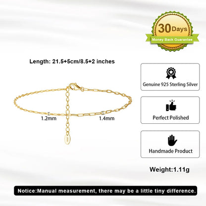 ORSA JEWELS 925 Sterling Silver Mariner Chain Anklets Fashion Women Summer 14K Gold Foot Bracelet Ankle Straps Jewelry SA24