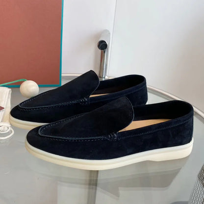High Quality Men's walking driving shoes Unisex All genuine leather loafer Sheepskin suede Flat casual women's shoes large size