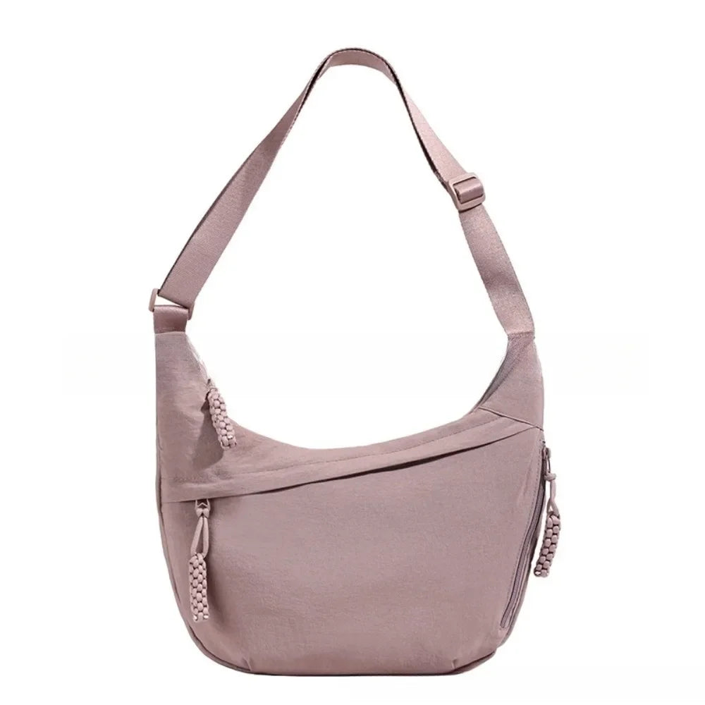 Casual Canvas Crossbody Bags Korean Simplified Large Capacity Sports Hobos Bag Solid Color Lightweight Dumpling Bag Women