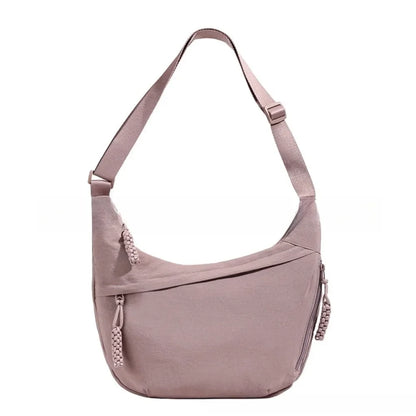 Casual Canvas Crossbody Bags Korean Simplified Large Capacity Sports Hobos Bag Solid Color Lightweight Dumpling Bag Women