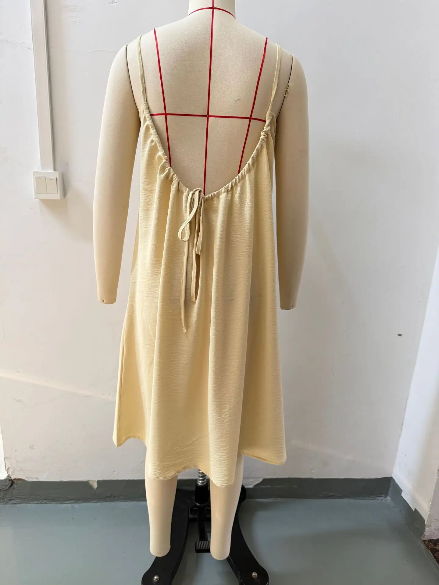 Summer Women Spaghetti Strap Dress Solid Color Loose Casual Midi Dress Sleeveless A-Line Beach Sundress