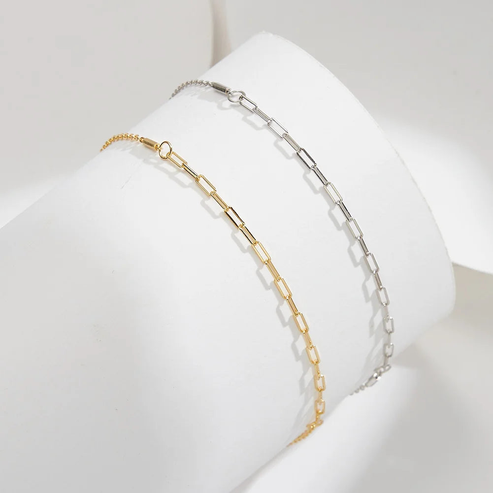 ORSA JEWELS 925 Sterling Silver Mariner Chain Anklets Fashion Women Summer 14K Gold Foot Bracelet Ankle Straps Jewelry SA24