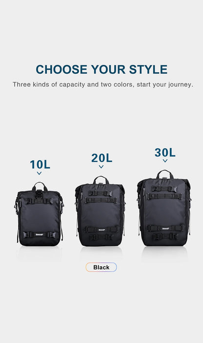 Rhinowalk Motorcycle Back Seat Bag 10/20/30L Waterproof Multifunctional Saddle Side Luggage Bag cycling backpack Universal