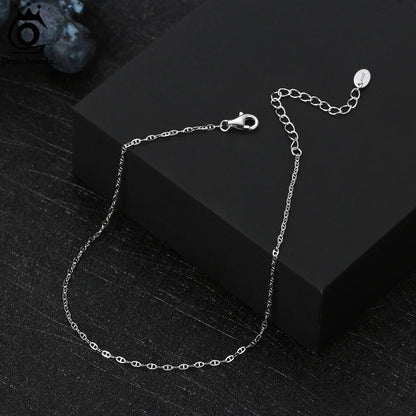 ORSA JEWELS 925 Sterling Silver Mariner Chain Anklets Fashion Women Summer 14K Gold Foot Bracelet Ankle Straps Jewelry SA24