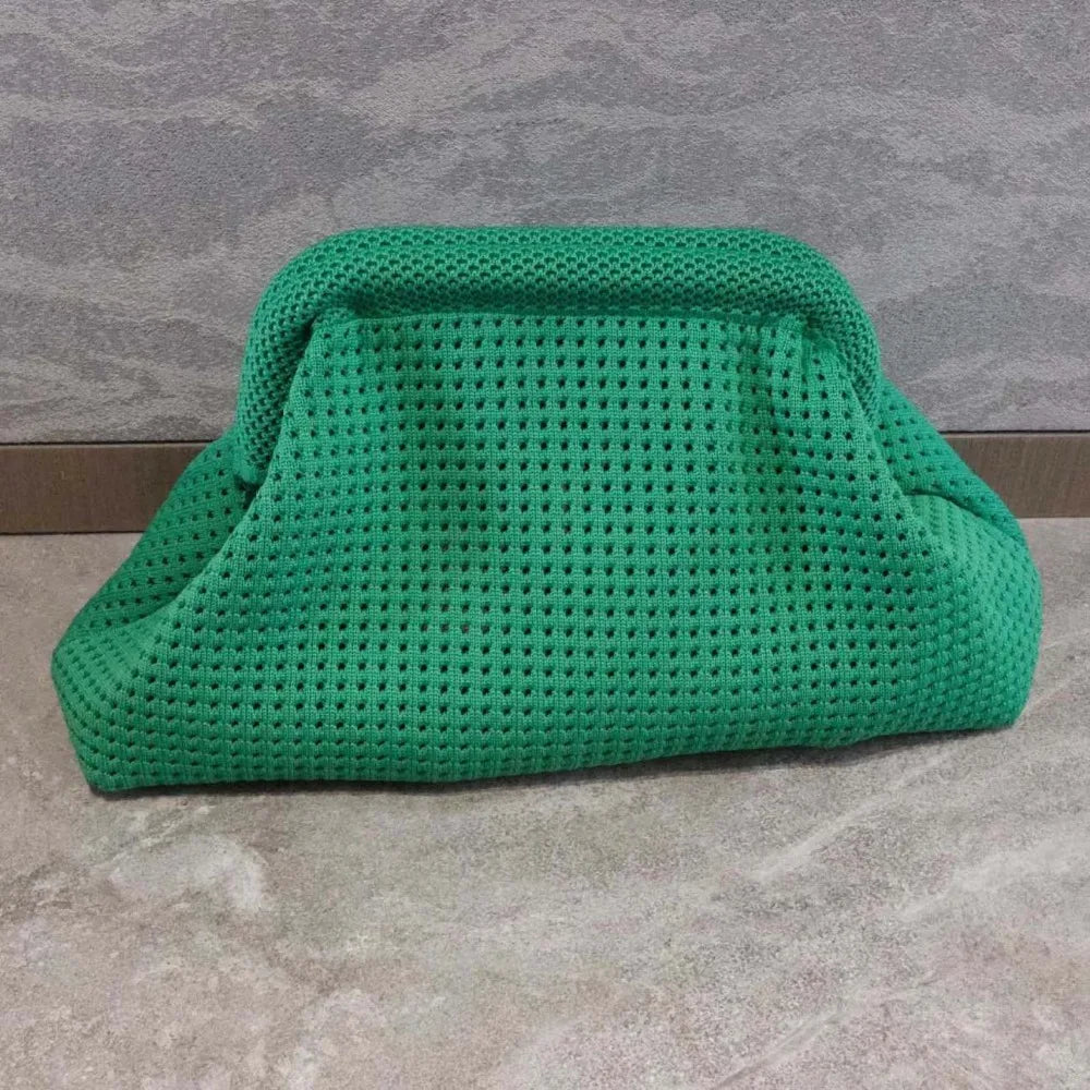Durable Polyester Summer Beach Clutch Bag Elastic Soft Hollow Out Pouch Large Capacity Breathable Small Crochet Handbag Spring