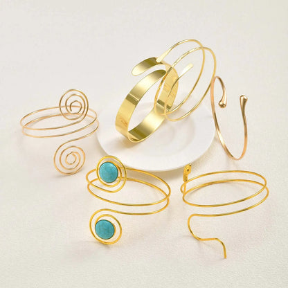 Upper Arm Armlet Bracelets for Women, Fashion Creative Spiral Line Adjustable Armband Cuff Bangle, Luxury Aesthetic Jewelry