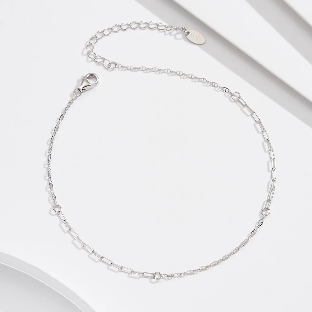 ORSA JEWELS 925 Sterling Silver Mariner Chain Anklets Fashion Women Summer 14K Gold Foot Bracelet Ankle Straps Jewelry SA24