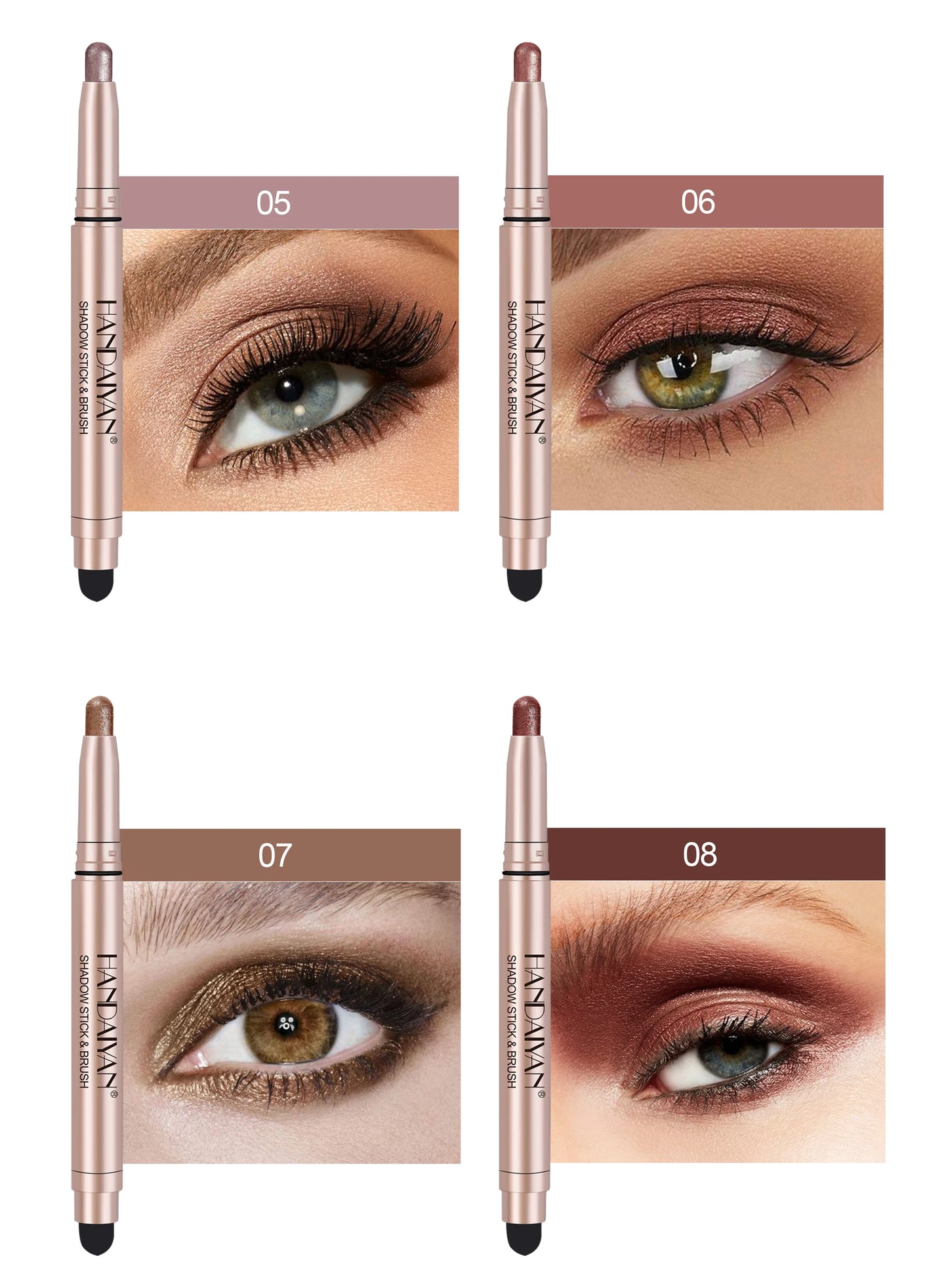 12 Colors Long Lasting Eye Shadow Pencil Set Silky Smooth Glitter Shimmer Matte Waterproof Highlighter Makeup Stick