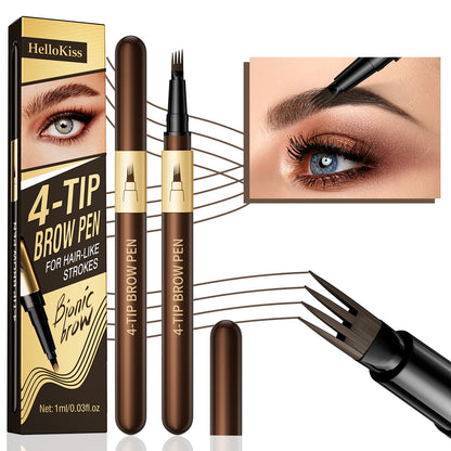 Four-pronged eyebrow pencil, four-end, long-lasting, non-smudged, water-resistant, anti-smudged eyebrow pencil
