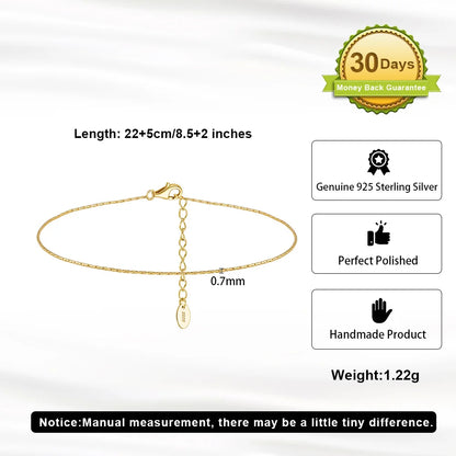ORSA JEWELS 925 Sterling Silver Mariner Chain Anklets Fashion Women Summer 14K Gold Foot Bracelet Ankle Straps Jewelry SA24