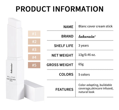 Color-changing Foundation Stick Blanc Foundation Korean Makeup Base High Coverage Concealer Natural Nude 2 IN 1 Foundation Stick