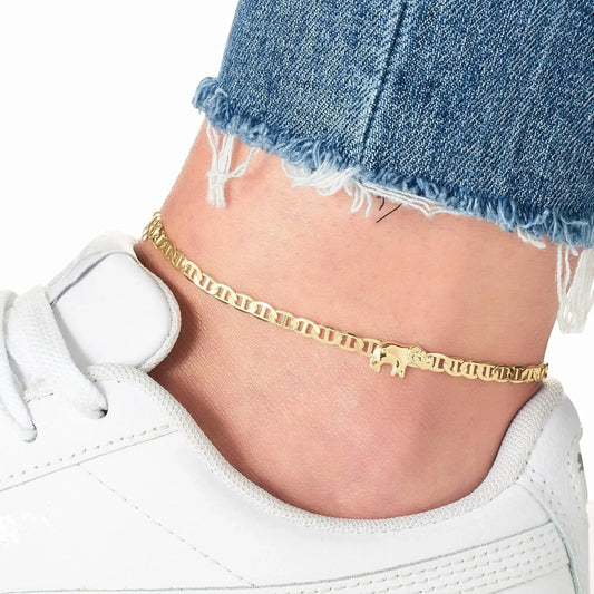 Summer Jewelry Gold Plated Flat Marina Elephant Anklet For Women Gift For Women