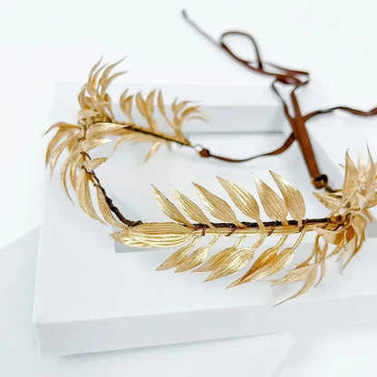 New Unisex Greek Laurel Crown Adjustable Gold God Elf Leaf Headpiece Elven Circlet for King Men Adult Renaissance Toga Cospay