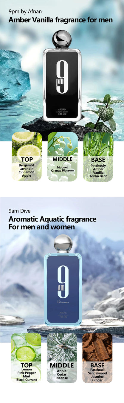 100ML Afnan 9 PM Rebel Unisex Eau De Parfum Original Arabic Perfume High Quality Brand Perfume For Men For Women Holiday Gifts