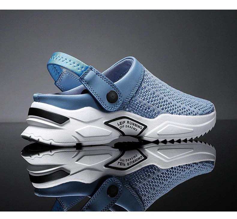 2025 Men Summer Sandal Mesh Mules Breathable Padded Beach Flip Flops Shoes Solid Flat Bath Slippers Outside Men Slippers Zapatos