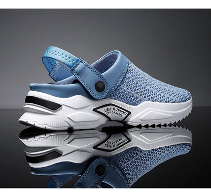 2025 Men Summer Sandal Mesh Mules Breathable Padded Beach Flip Flops Shoes Solid Flat Bath Slippers Outside Men Slippers Zapatos