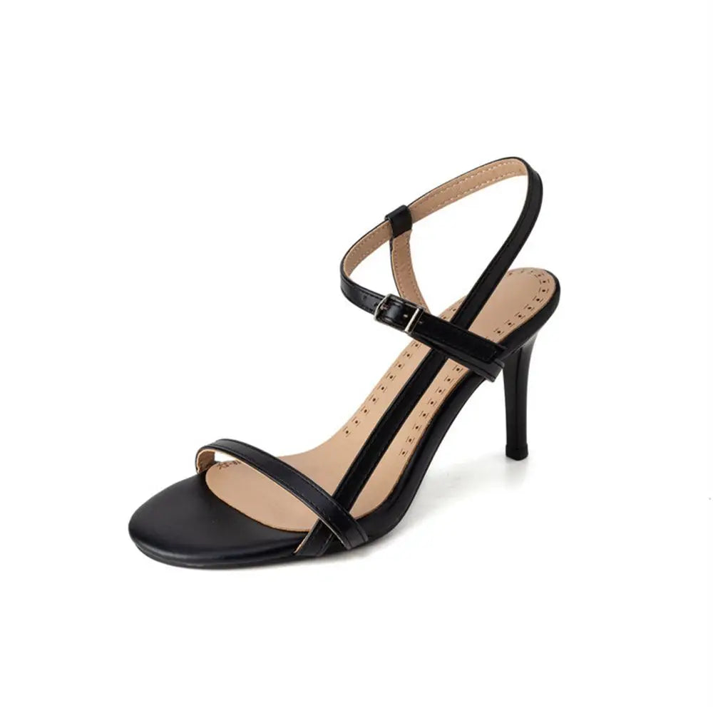 Peep Toe Ankle Strap Heeled Sandals for Women Open Toe Thin Heel Shoes Green Nude Red Silver White Black Plus Size 33-54 H1689