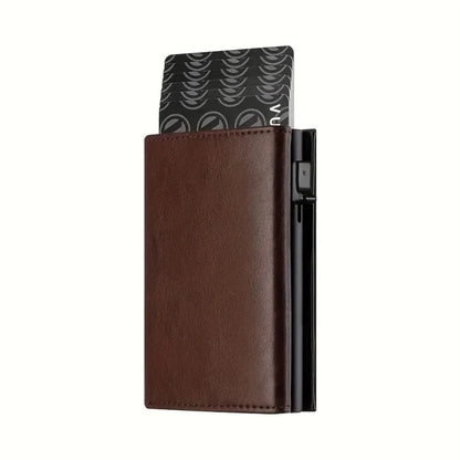 Men and women  Minimalist RFID Blocking Wallet-Automatic Pop-up Metal Credit Card Holder,Zipper Coin Purse Business Card Wallet