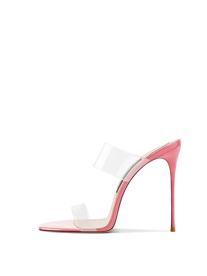 Pink Summer New Fashionable Open toed Sandals High Heels Women's Fine Heels Sharp Pointed Design Sensation Cool Slippers
