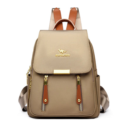 Hot Selling Solid Color Zipper Oxford Fashion Women's Backpack 2024 New Versatile Commuting Large Capacity Soft Female Back Pack