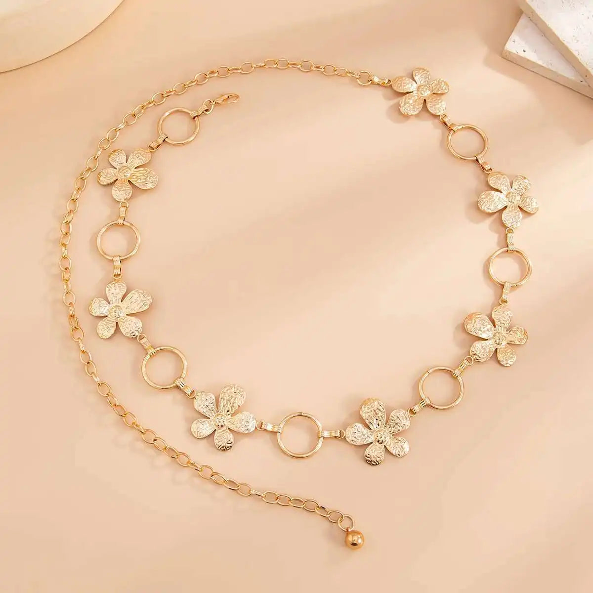 IngeSight.Z Exquisite Metal Large Flower Bikini Belly Waist Chain Women Fashion Summer Sexy Beach Party Belt Dress Body Jewelry