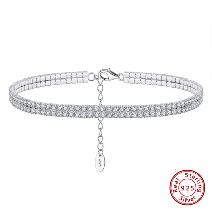 Rinntin Italian Sparkle Mirror Link Chain Anklet Women's 925 Silver Summer Foot Chain Bracelet Fashion Ankle Straps Jewelry SA29