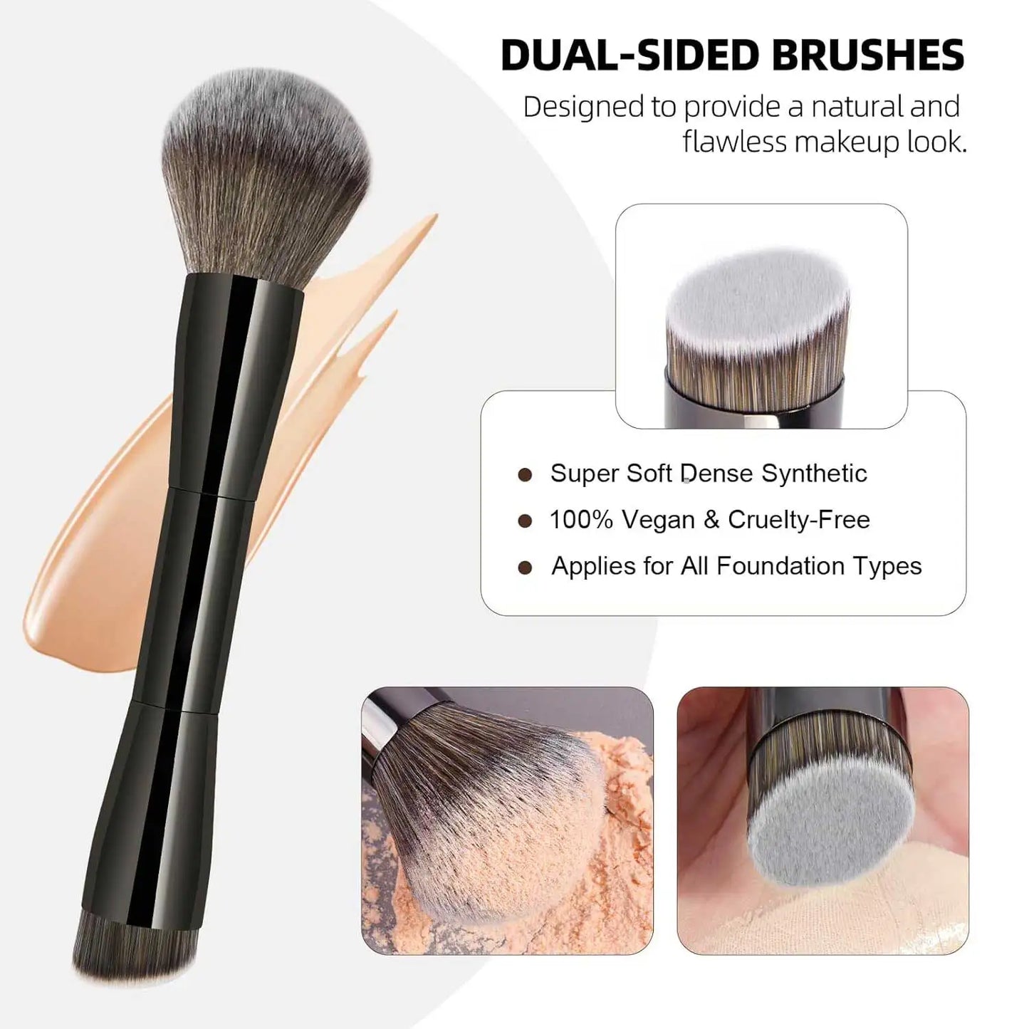 20pcs/set Pro Makeup Brushes Double Ended Foundation Concealers Blush Eye Shadows Brush for Liquid Cream Powder Blending
