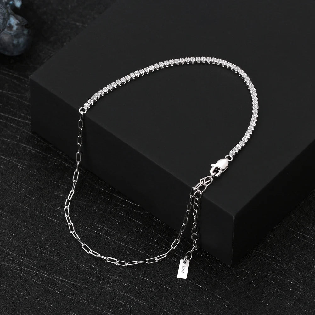 Rinntin Italian Sparkle Mirror Link Chain Anklet Women's 925 Silver Summer Foot Chain Bracelet Fashion Ankle Straps Jewelry SA29