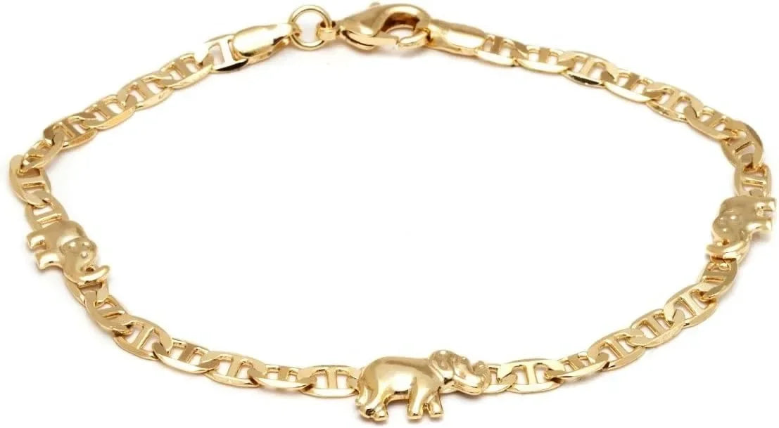 Summer Jewelry Gold Plated Flat Marina Elephant Anklet For Women Gift For Women