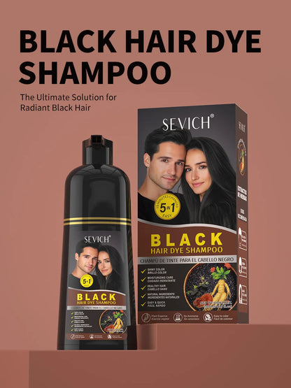500ml Black Dyed Shampoo Instant Dye Covers Natural Gray Hair Shampoo Black Hair Dye Herbal Ginseng Ginger White Hair Dyed Black