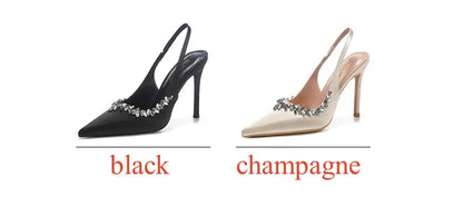 6cm 8cm 10cm Elegant Pointed Toe Slingback Rhinestone Wedding Shoes Stilettos Summer 2026 High Heels Sandals for Model Party