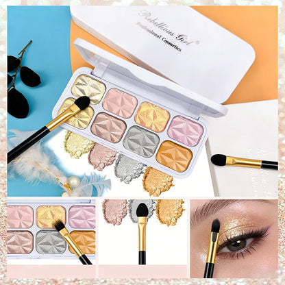 2026 New 8 Colors Metal Highlighter Palette Shimmer Iridescent Glitter Eye Shadow Throughout wear Set Spring Summer Vibrant Glow
