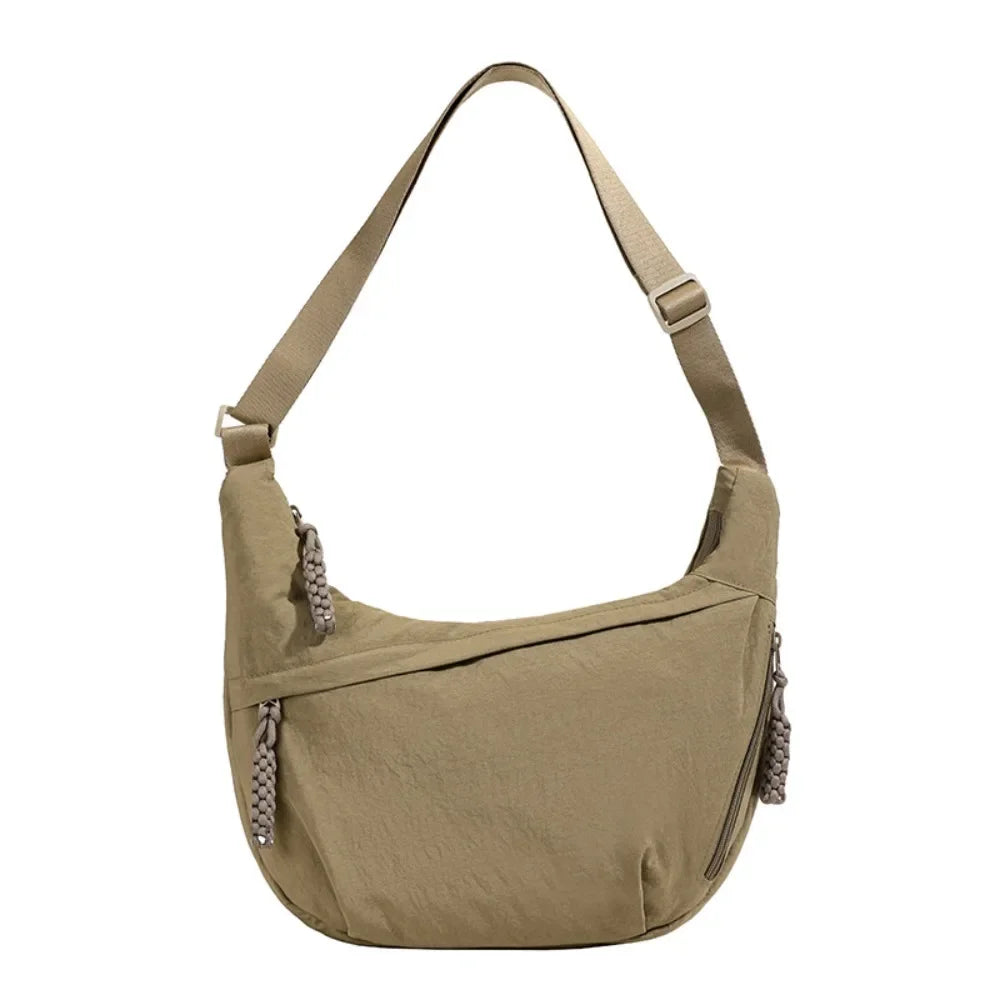 Casual Canvas Crossbody Bags Korean Simplified Large Capacity Sports Hobos Bag Solid Color Lightweight Dumpling Bag Women