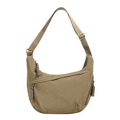 Casual Canvas Crossbody Bags Korean Simplified Large Capacity Sports Hobos Bag Solid Color Lightweight Dumpling Bag Women