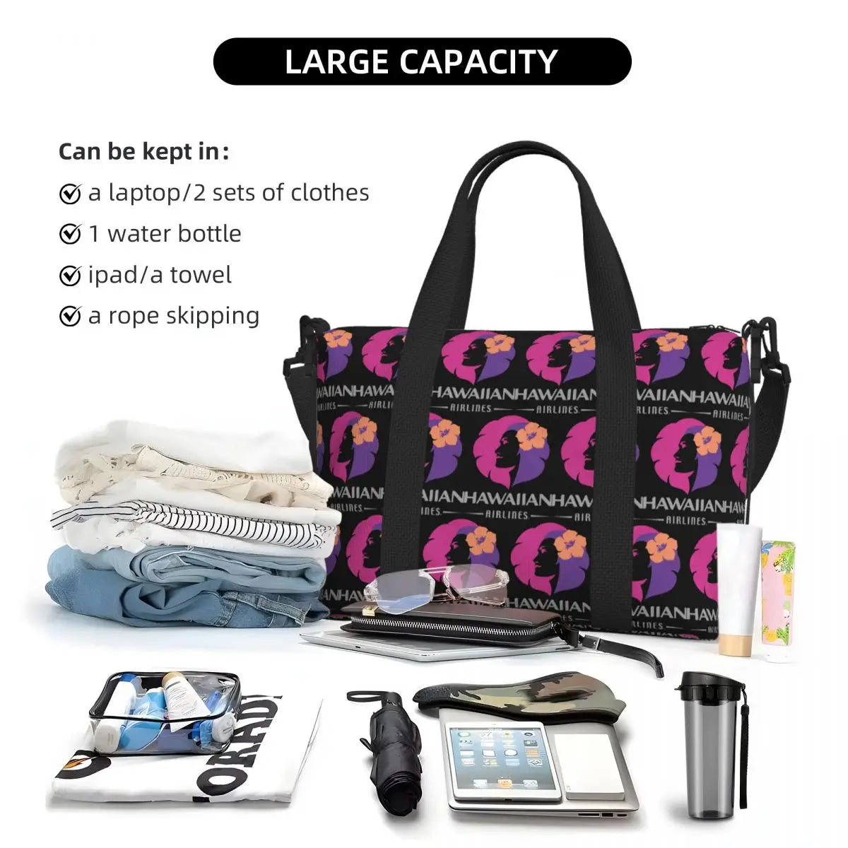 Hawaiian Airlines Herc Travel End Of Southern Summer Sale Beach Travel Bag Tote Bags for Gym Women Shopping Duffle Shoulder Bag