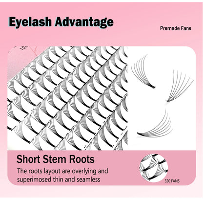 320 Fans Premade Volume Fans 3D 4D 5D 6D 8D 10D Soft Naturl Matte Eyelashes Large Capacity Cilios Individual Lash Extension
