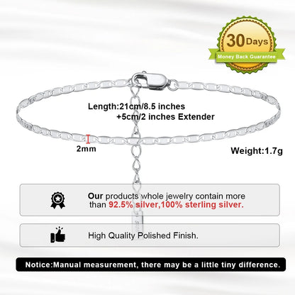 ORSA JEWELS 925 Sterling Silver Mariner Chain Anklets Fashion Women Summer 14K Gold Foot Bracelet Ankle Straps Jewelry SA24