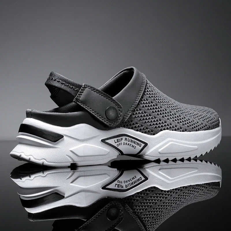 2025 Men Summer Sandal Mesh Mules Breathable Padded Beach Flip Flops Shoes Solid Flat Bath Slippers Outside Men Slippers Zapatos