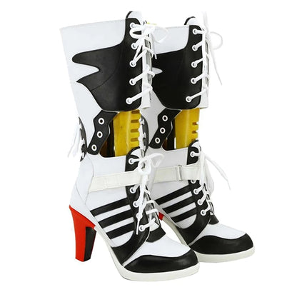 Disguise Super Villain Quinzel Shoes Cosplay Long Boots Women Costume Accessories Halloween Female Role Play Fancy Footwear