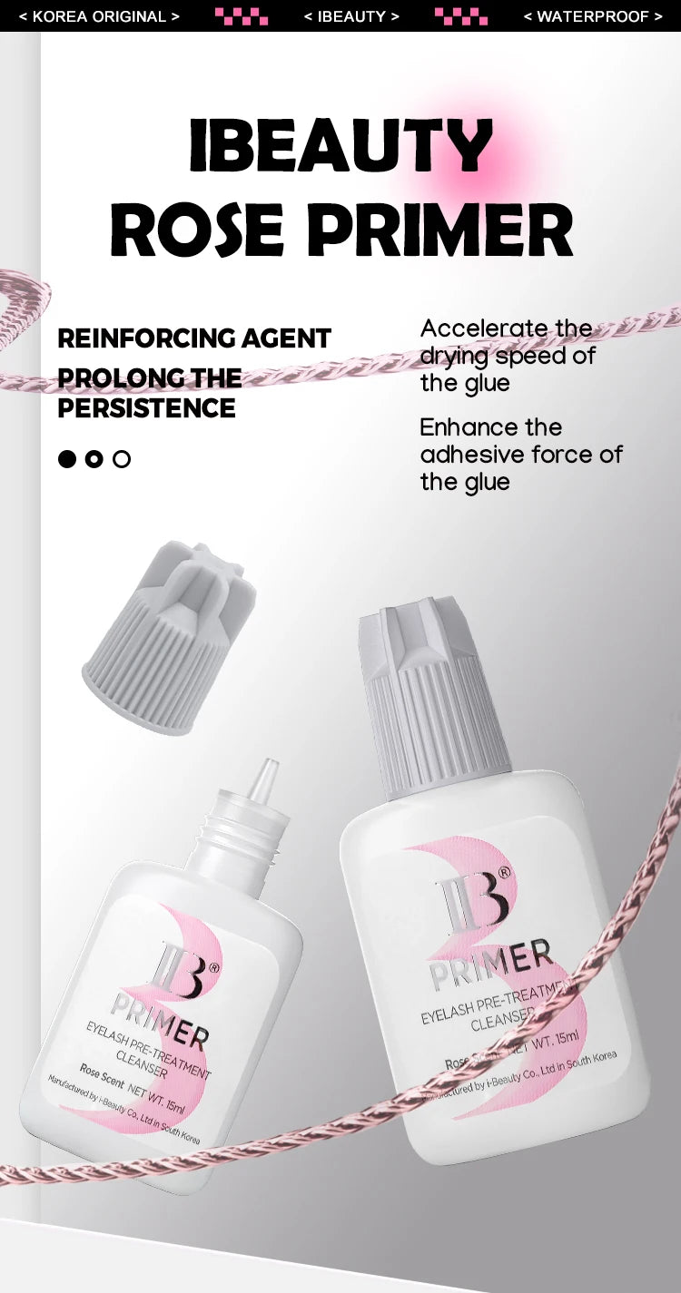 1 Bottle IBeauty Rose Primer Eyelash Extension Booster Long Lasting Korea Shop Adhesive Supplies Makeup Glue Stronger Tools