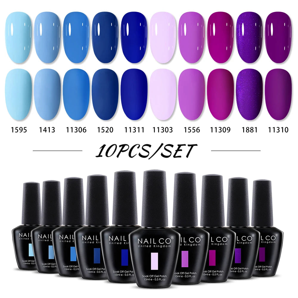 NAILCO 15ml 10/20/30pcs Nail Gel Polish 333 Colors Blue UV&LED Gel Varnish Nude Red Soak Off Semi Permanent UV Nail Gel Varnish