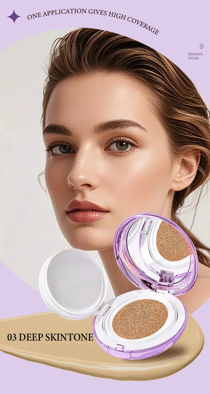 Korean Air Cushion Concealer Foundation, SPF Makeup Base with Soft-Focus Filter, Lightweight Non-Cakey, Long-Lasting Matte Cover