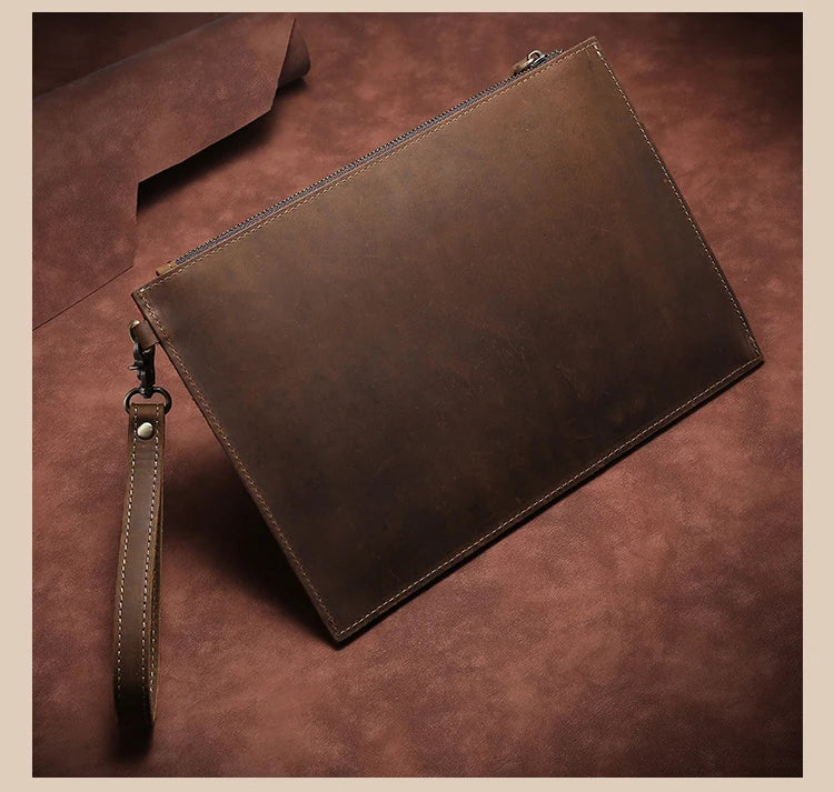 New Real Leather Handbag for Men Day Clutches Luxury Wristlet Coin Card Holders Zipper Clutch Designer Men's Wallets Purse Bolso