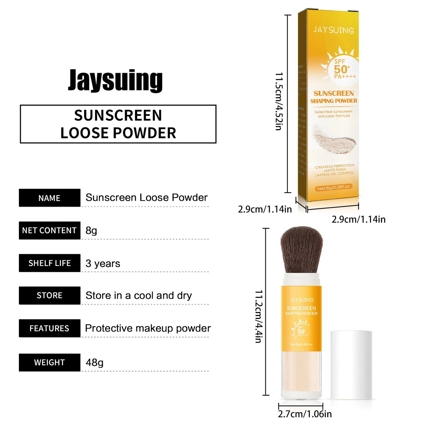 Sunscreen Loose Powder Sunblock Skin Protective Invisible Pore Solar Blocker Lasting Oil Control Light Waterproof Setting Powder