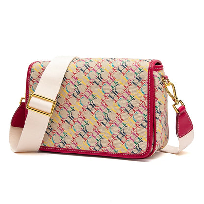 CHCH Women's Saddle Bag 2024 New Brand Letter Printed Flap Cross Shoulder Bag Retro Wide Shoulder Strap Single Shoulder Bag